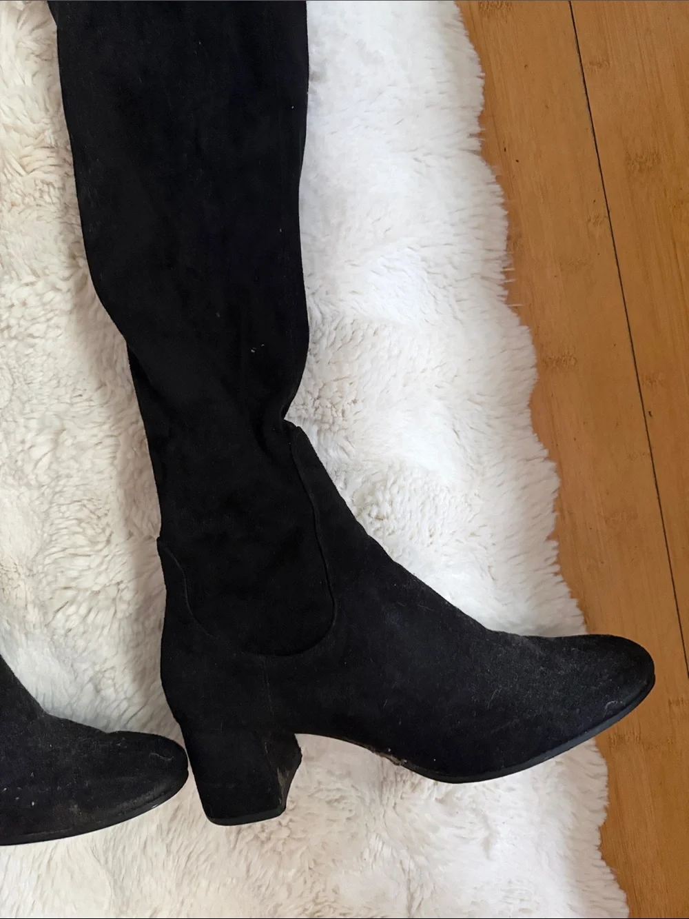 Black Over-the-Knee Block Heel Boots - Women's